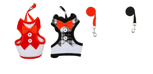 Small Breed Plaid Bow Harness Set Light - Small Pack