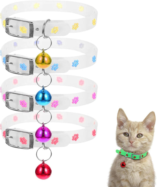 Silicone Cat & Puppy Collar with Bell Pack