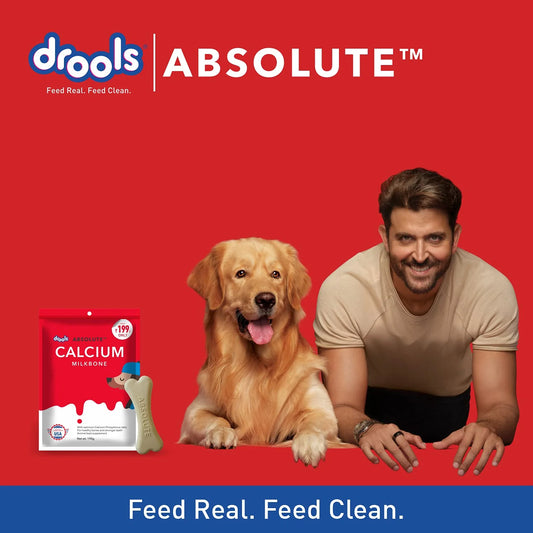 Drools Absolute Dog Treat Calcium Bone Pouch, 95g Pack