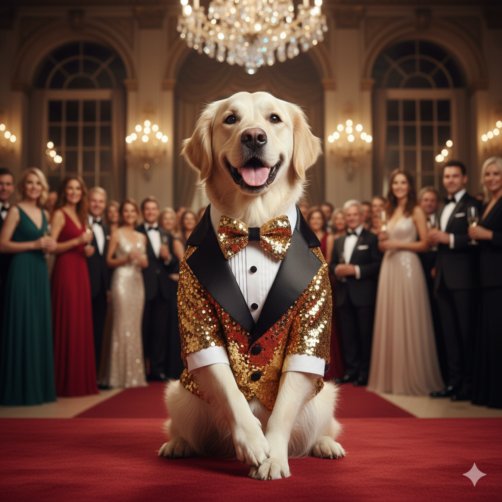 Golden Sequin Showstopper Dog Tuxedo