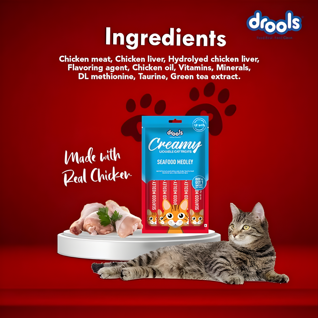 Drools Creamy Seafood Medley 5 Sticks Cat Treat