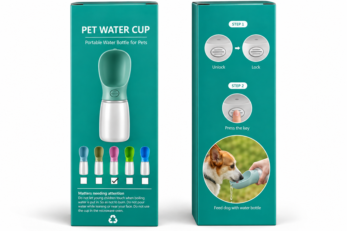Portable Pet Water Bottle with Drinking Cup for Dogs & Cats