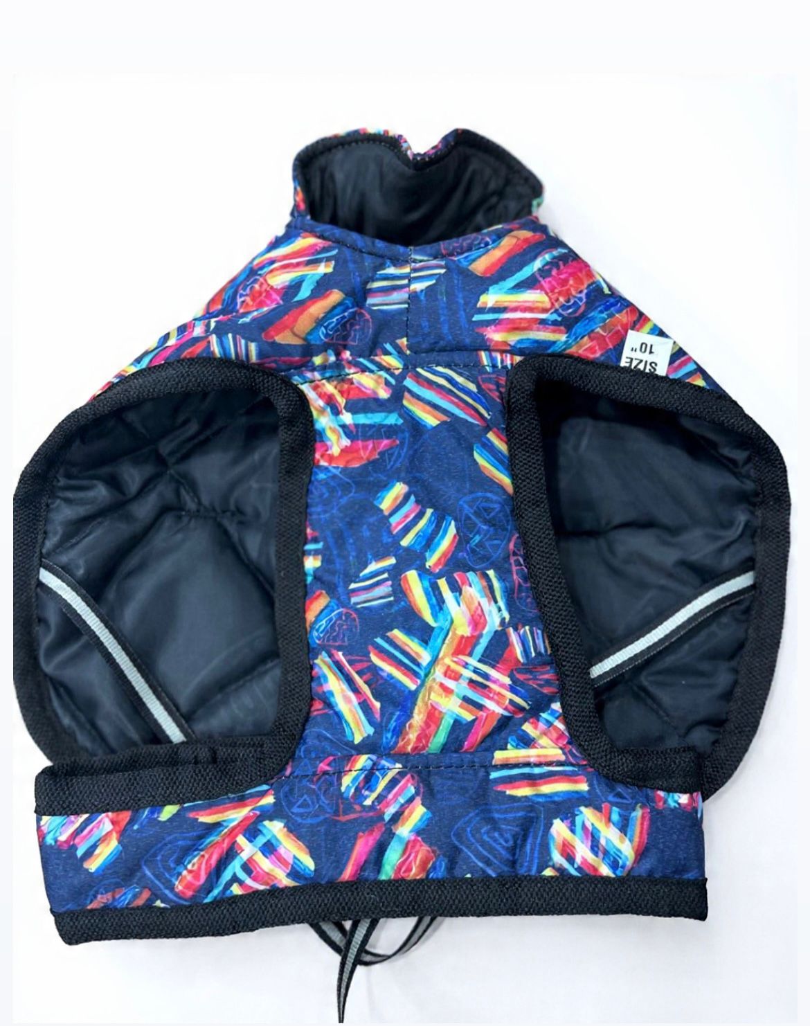 Multicolor Striped Puffer Jacket Navy Blue
