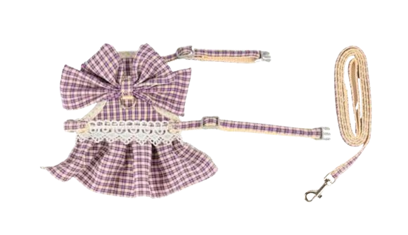 Prime Plaid Frock Harness with Leash - Toy Breed