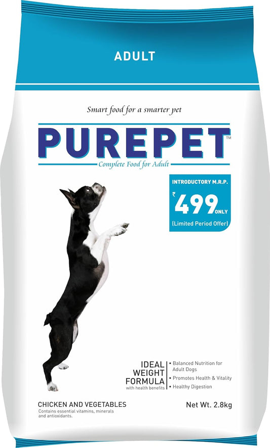 Purepet Adult Chicken & Vegetable Dog Dry Food 1kg Bag