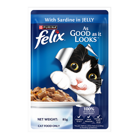 Purina Felix Adult Sardine in Jelly Wet Cat Food 85gm Pouch