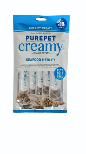 PurePet Creamy Seafood Medley Lickable Cat Treats - 5 Sticks