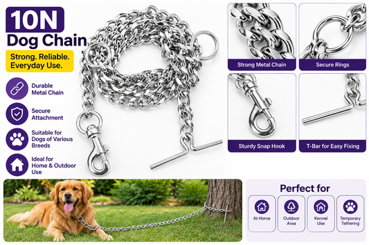 Dog Tie-Out Chain with Ground Stake & Snap Hook - 10N