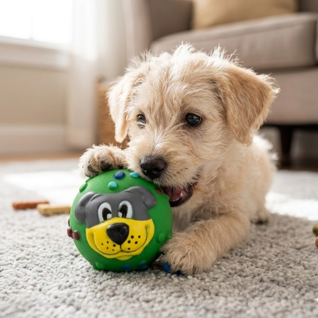 Dog Faced Squeaky Pet Ball