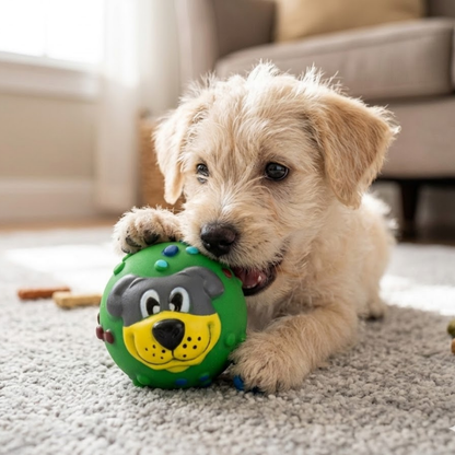 Dog Faced Squeaky Pet Ball