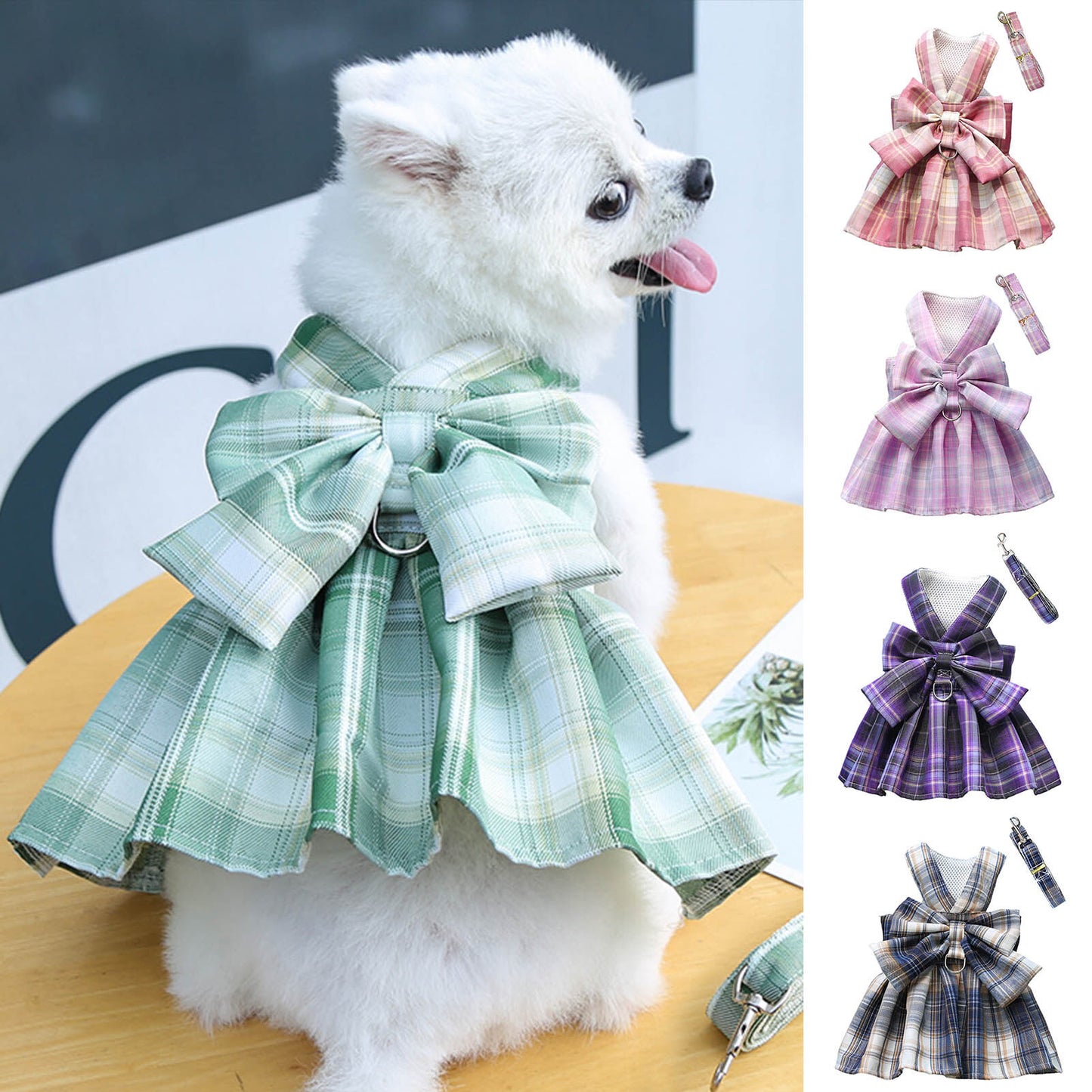 Premium Plaid Frock Harness  for Cat & Kitten - image 1