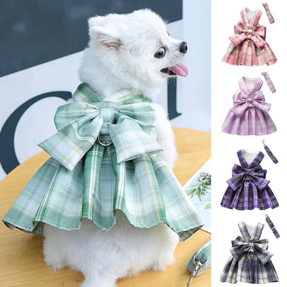Premium Plaid Frock Harness  for Cat & Kitten - image 1