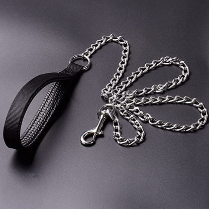Dog Metal Leash Chain with Padded Handle Heavy Duty Dog Leash - image 2