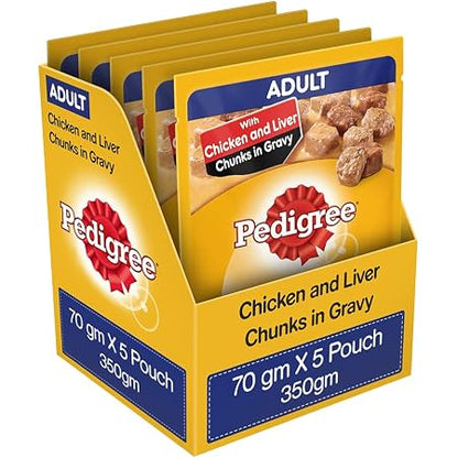 Pedigree Adult Chicken & Lever Chunks in Gravy 70gm