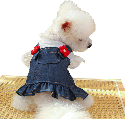 Denim Frock with Frills - Dog Dress L Pack