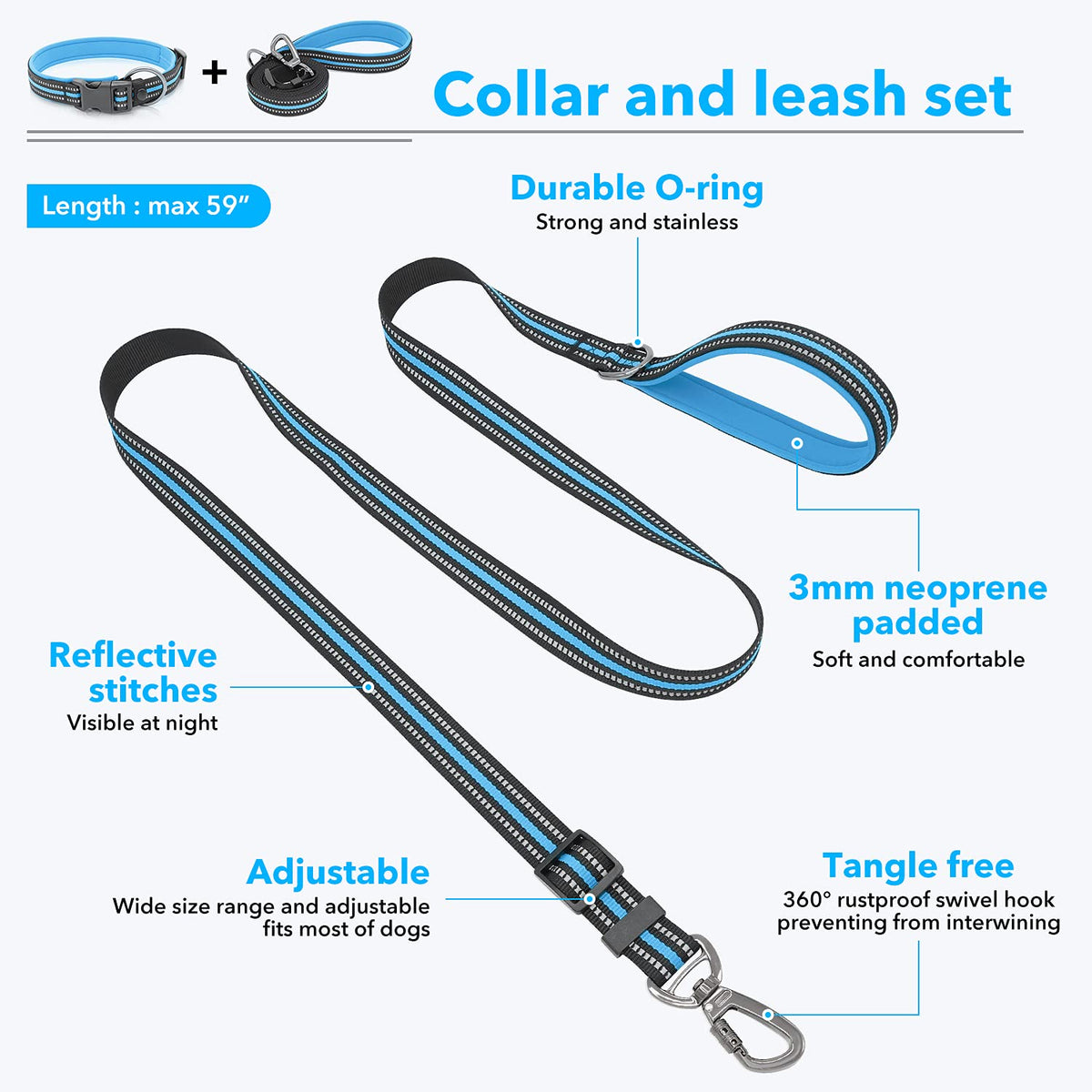 Radium Reflective Collar & Leash Set - 0.5" for Puppies Pack
