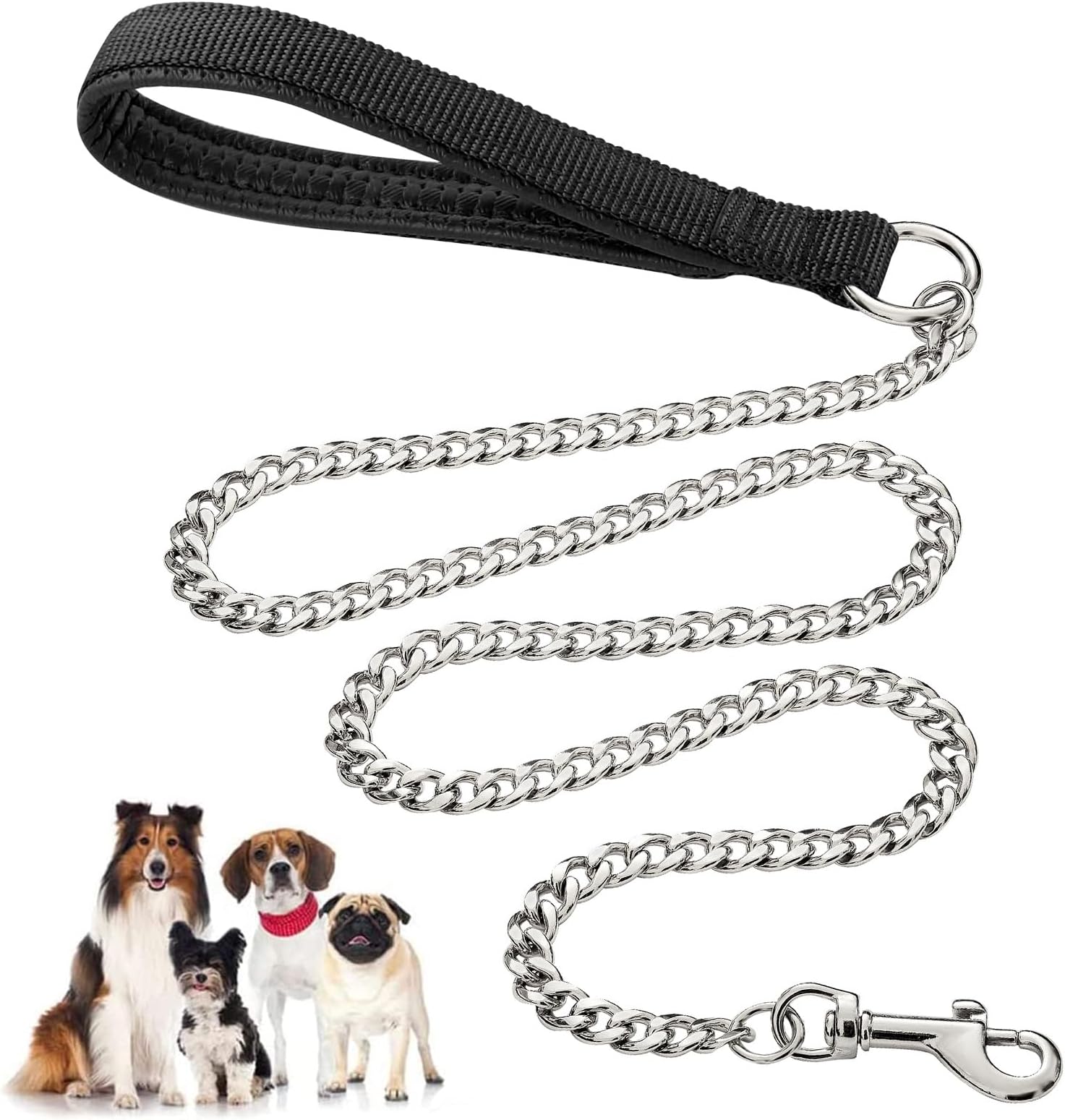 Dog Metal Leash Chain with Padded Handle Heavy Duty Dog Leash - image 1
