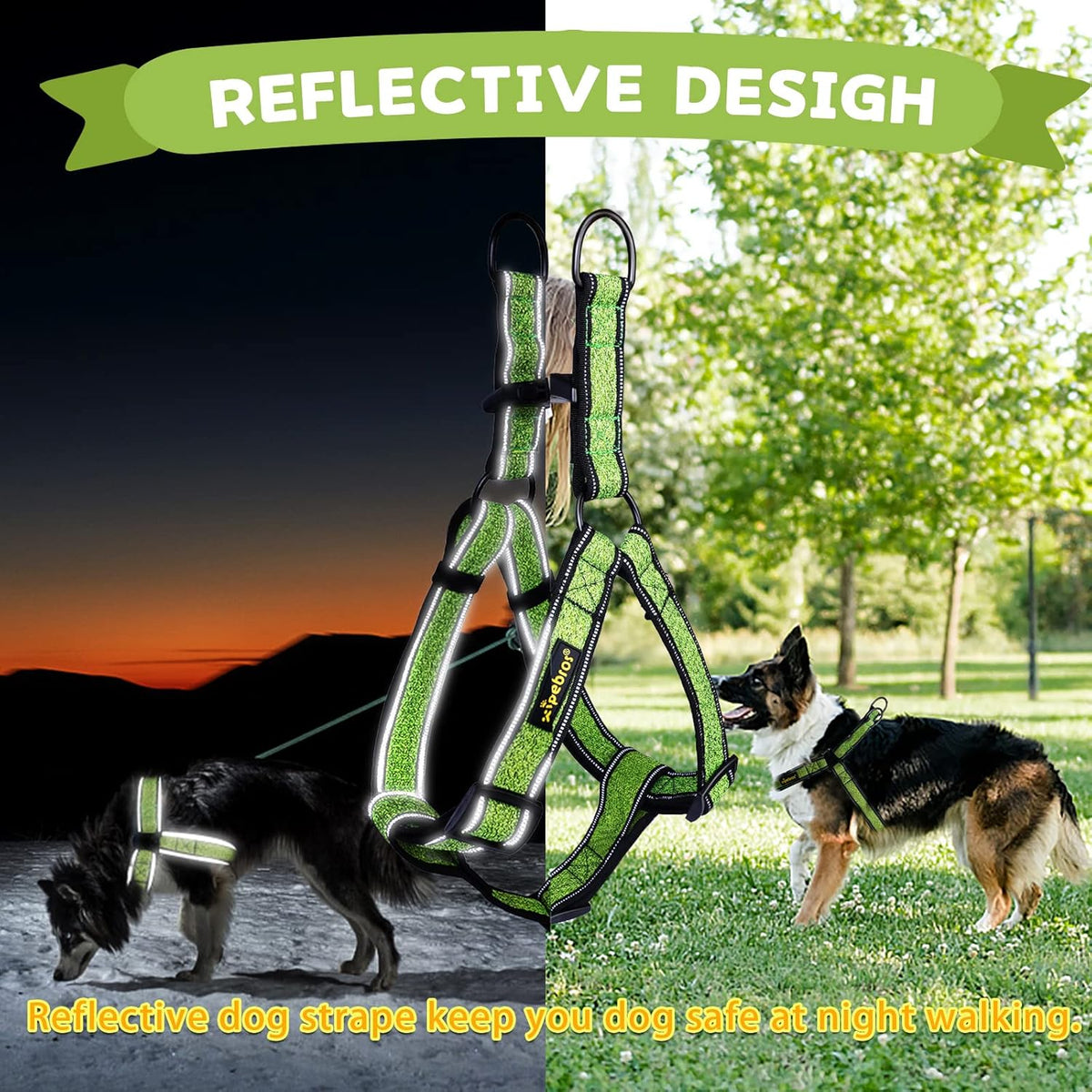 HobbsGo Padded Reflective Dog Harness | No-Pull Adjustable Pack