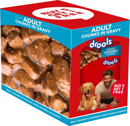 Drools Adult Real Chicken & Chicken Liver Chunks Wet Dog Food