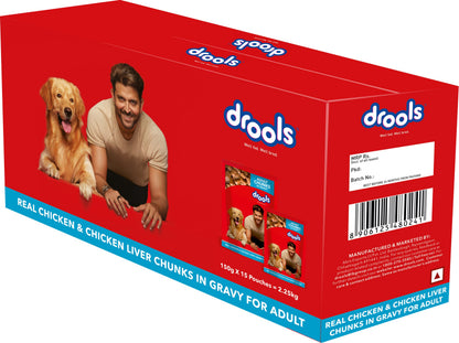 Drools Adult Real Chicken & Chicken Liver Chunks Wet Dog Food