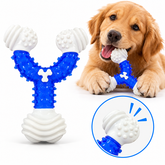 Blue & White Y-Shaped Chew Toy for Dogs