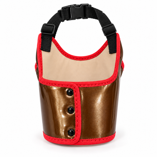 Dog Muzzle for Dogs Brown with Red Trim