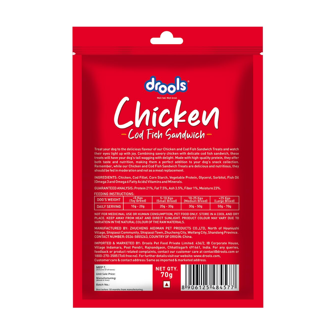 Drools Chicken and Cod Fish Sandwich Dog Treats