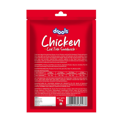 Drools Chicken and Cod Fish Sandwich Dog Treats