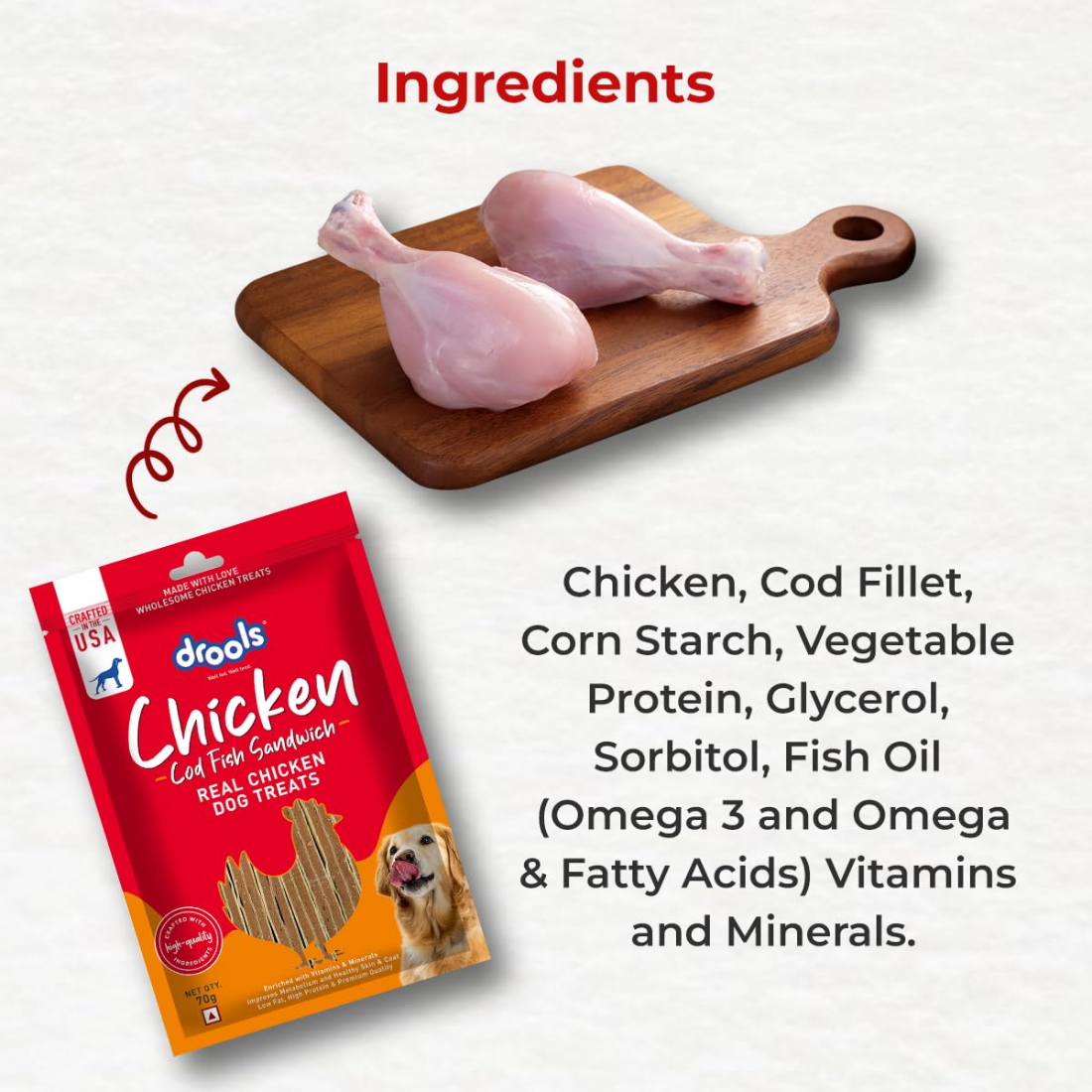 Drools Chicken and Cod Fish Sandwich Dog Treats