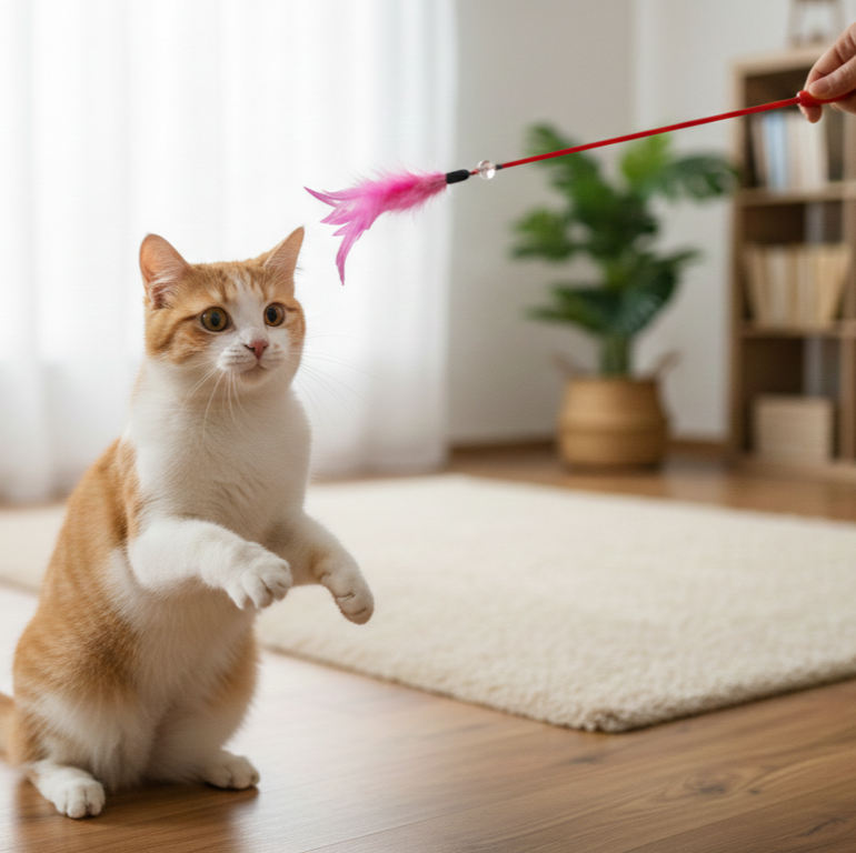 Feather Teaser Wand Cat Toy