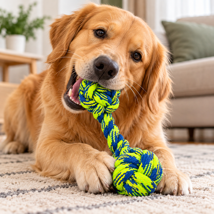 Dog Rope Dumbbell Toy - Double Ball Tug Toy