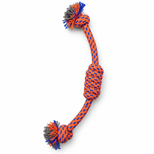 Dog Rope Tug Toy with Knotted Ends – Orange and Blue