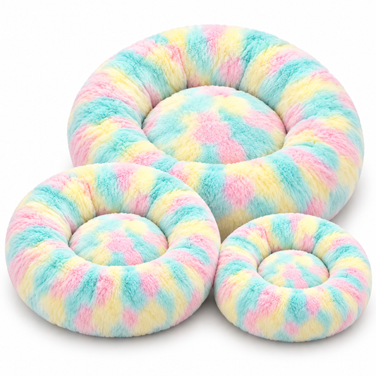 Plush Donut Pet Bed for Dogs & Cats – S, M & L