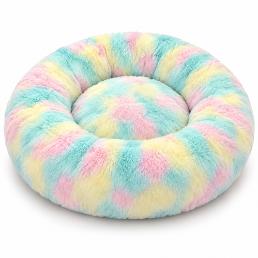 Plush Donut Pet Bed for Dogs & Cats – S, M & L
