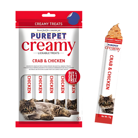 PurePet Creamy Crab & Chicken 5 Sticks Cat Treats