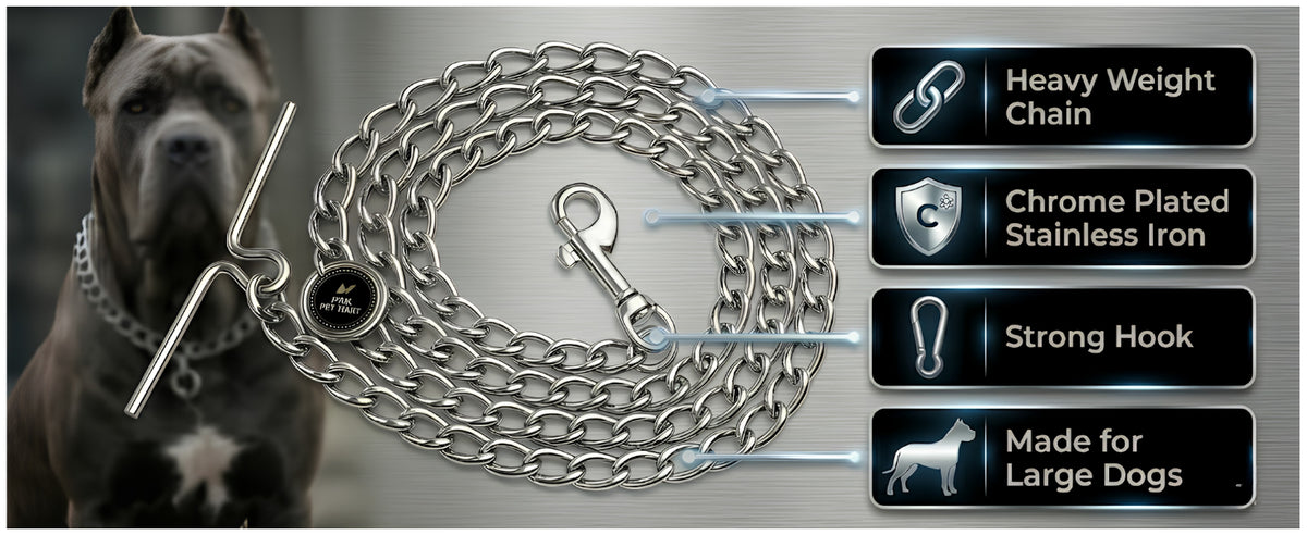 Heavy Duty Silver Grind Metal Chain Dog Leash | Chew Proof Pack