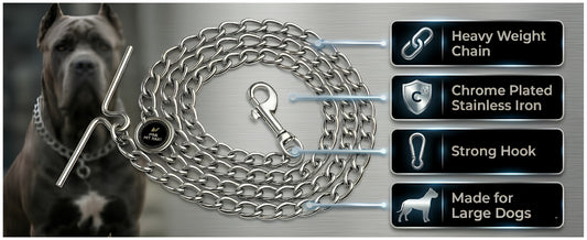 Heavy Duty Silver Grind Metal Chain Dog Leash | Chew Proof Pack