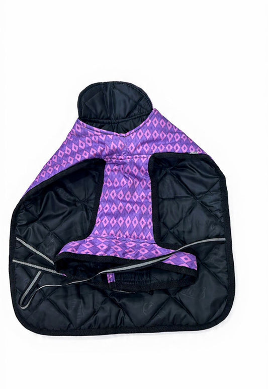 Diamond Striped Puffer Jacket Purple