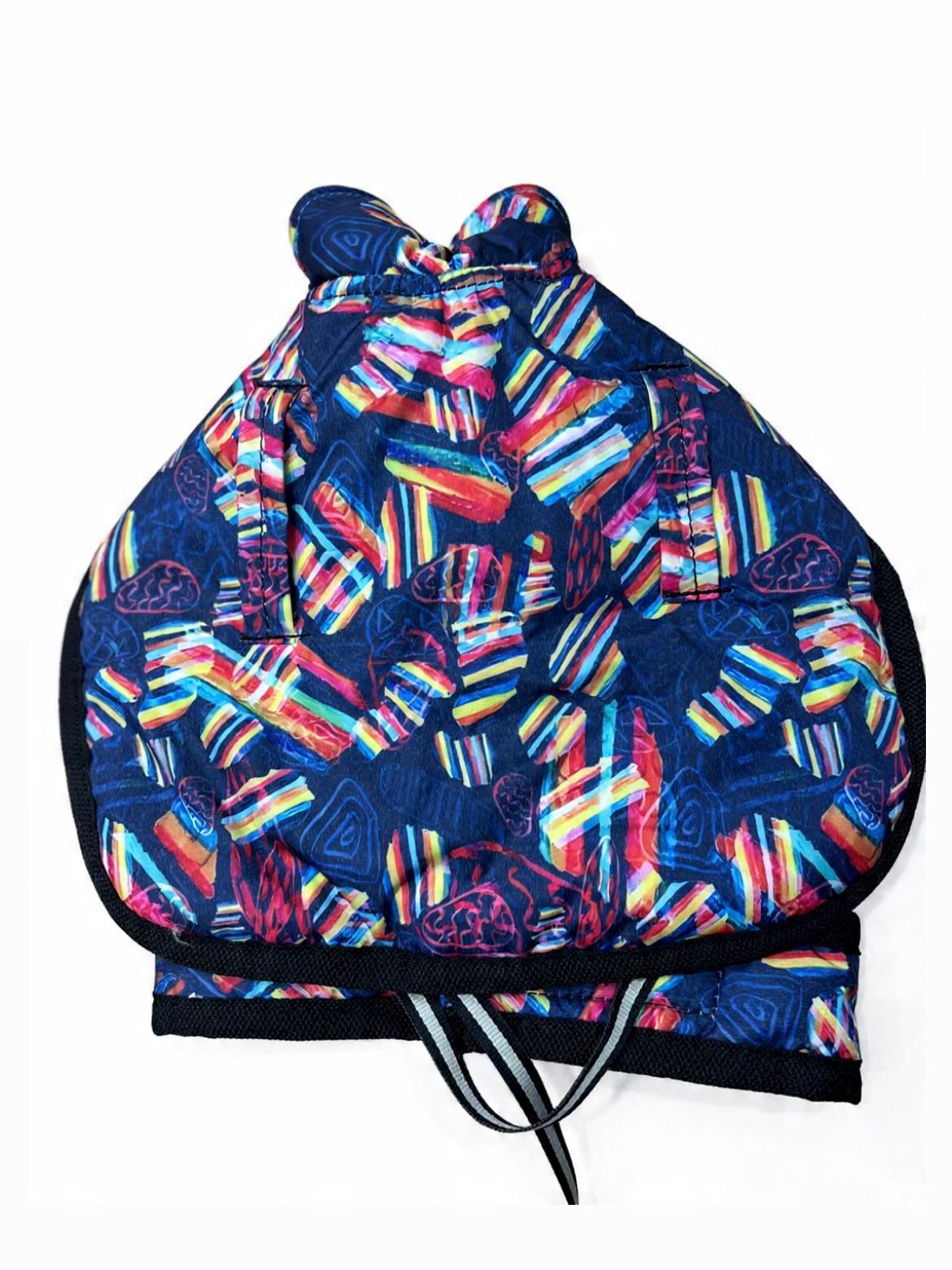Multicolor Striped Puffer Jacket Navy Blue