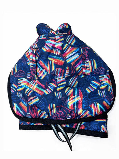 Multicolor Striped Puffer Jacket Navy Blue