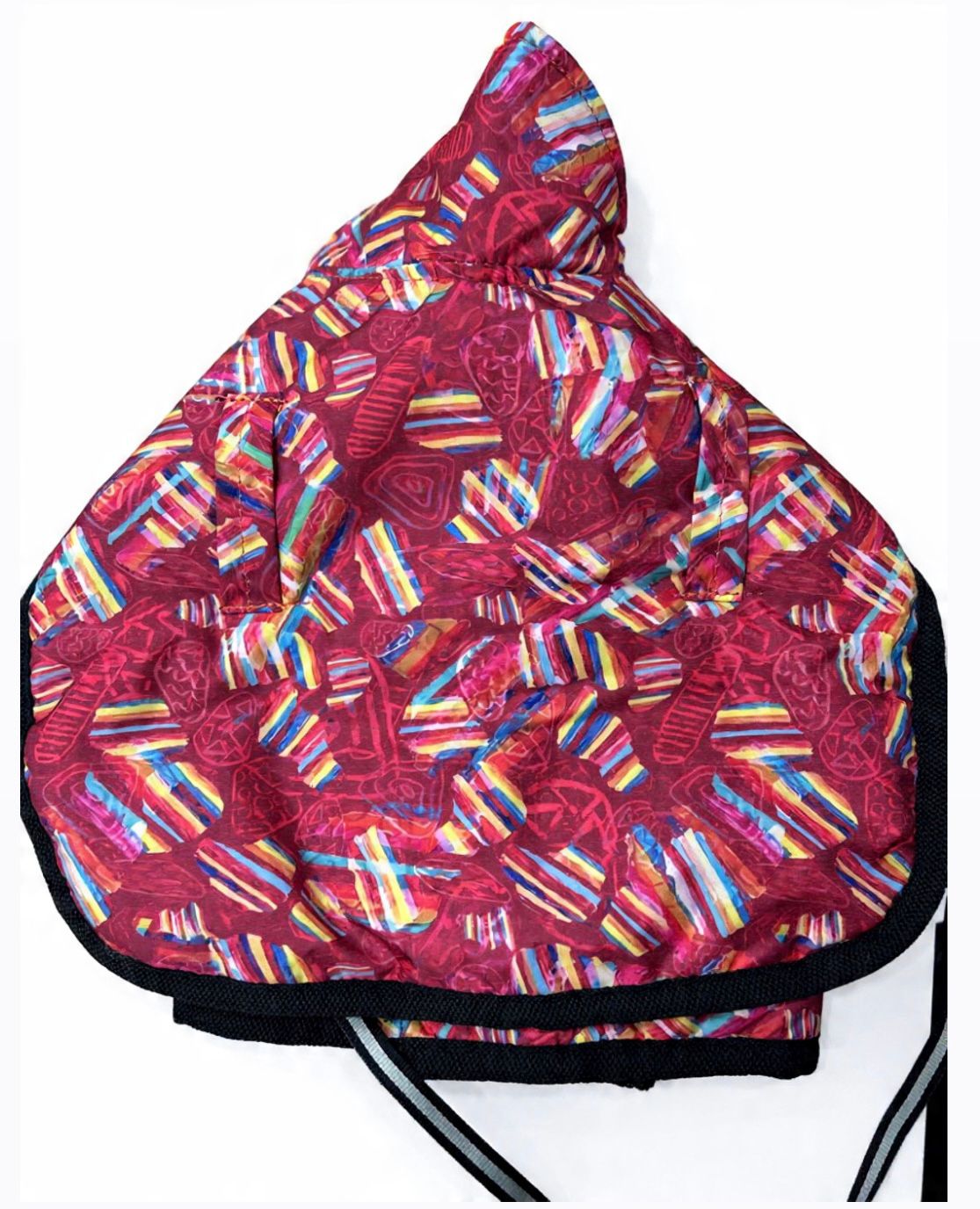 Multicolor Striped Puffer Jacket Red