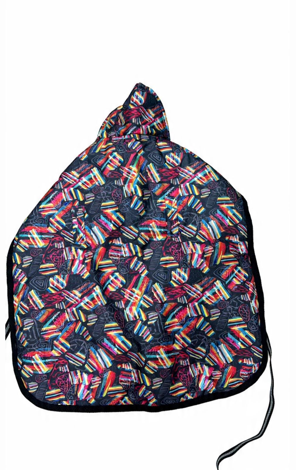 Multicolor Striped Puffer Jacket Black