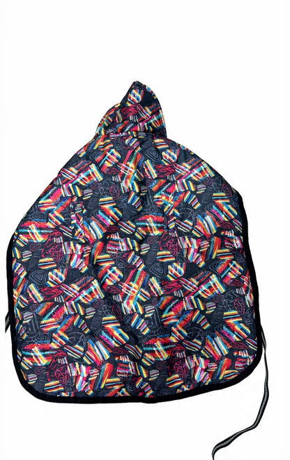Multicolor Striped Puffer Jacket Black