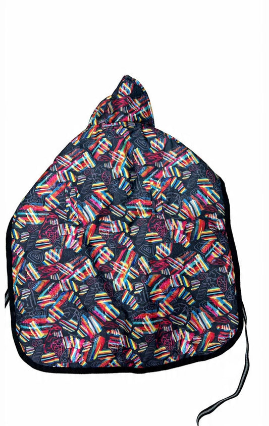 Multicolor Striped Puffer Jacket Black