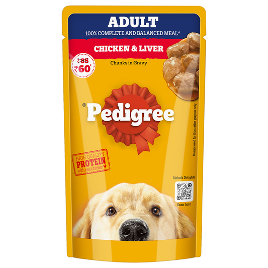 Pedigree Adult Chicken & Lever Chunks in Gravy 130gm