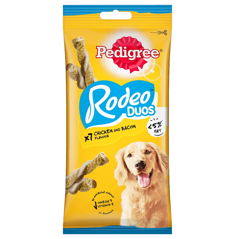 Pedigree Dog Treats Rodeo Duos Chicken & Bacon 5x123gm Pack