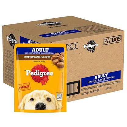 Pedigree Gravy Adult Lamb Flavour - Chunks Wet Dog Food 12x130gm Pouch