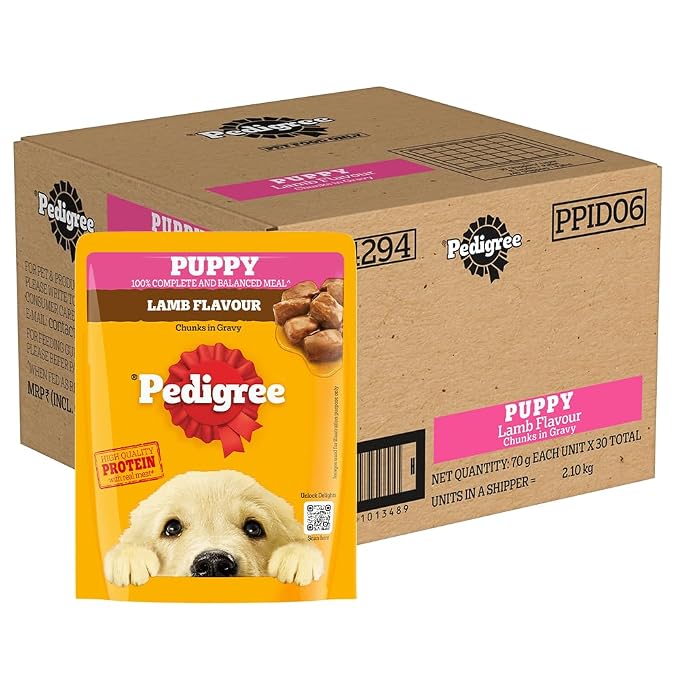 Pedigree Gravy Puppy Lamb Flavour - Chunks Wet Dog Food 12x130gm Pouch