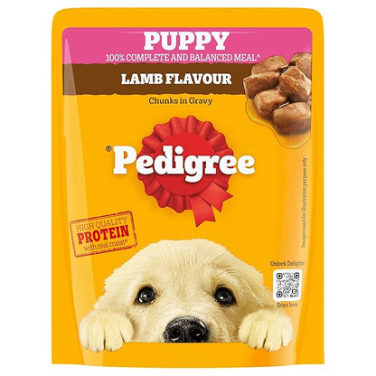 Pedigree Gravy Puppy Lamb Flavour - Chunks Wet Dog Food 30x70gm Pouch