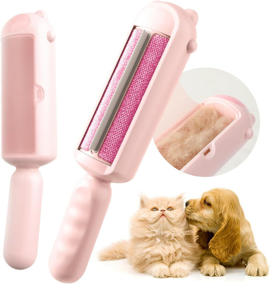 Self-cleaning pet hair remover brush with push-button fur release